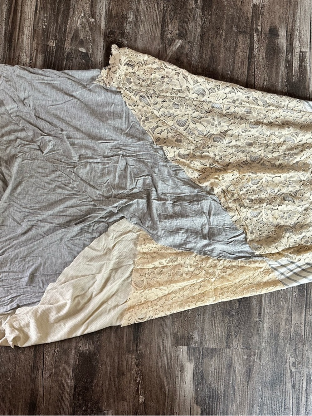 gimmicks by BKE Ivory Lace and Heather Gray Maxi Skirt